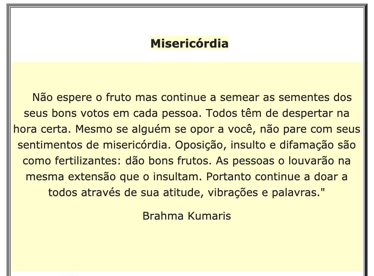 Texto enviado via email pela Brahma Kumaris em 25 de fevereiro de 2020